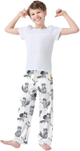 Boys Pajama Pants Cartoon Boston Terrier Paw Grey Elastic Waist Lounge Pajama Bottoms with 2 Pockets Soft Sleep Pjs XL in Saudi Arabia