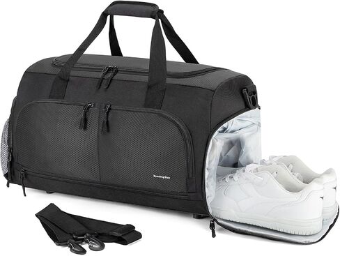 Boarding Blue Gym Travel Bag for Women & Men-20 Inches Lightweight Duffel Bag with Wet Pocket Shoe Compartment Including Water Resistant Pouch (Black) in Saudi Arabia