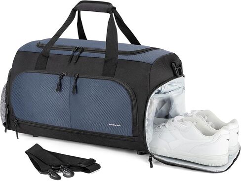 Boarding Blue Gym Travel Bag for Women & Men-20 Inches Lightweight Duffel Bag with Wet Pocket Shoe Compartment Including Water Resistant Pouch (Black) in Saudi Arabia