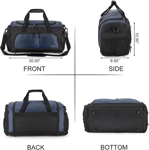 Boarding Blue Gym Travel Bag for Women & Men-20 Inches Lightweight Duffel Bag with Wet Pocket Shoe Compartment Including Water Resistant Pouch (Black) in Saudi Arabia