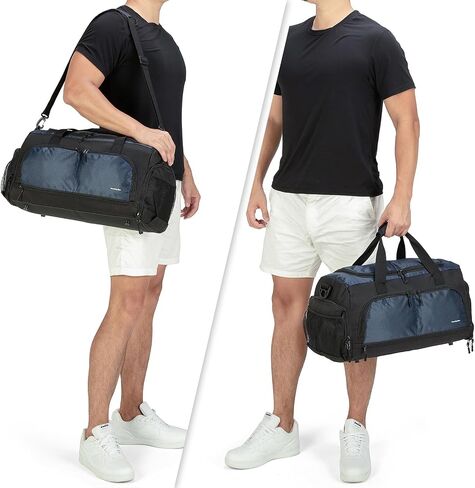Boarding Blue Gym Travel Bag for Women & Men-20 Inches Lightweight Duffel Bag with Wet Pocket Shoe Compartment Including Water Resistant Pouch (Black) in Saudi Arabia