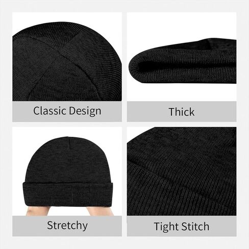 Funny Black Knit Beanie Hat Winter Embroidered Warm Cap for Men Women in Kuwait