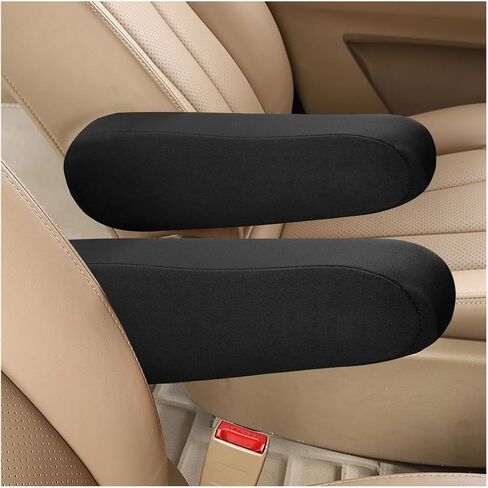 2 PCS Car Front Seat Armrest Covers, Comfortable Front Seat Armrest Protectors, Protective Arm Rest Pair Replacement Fit for Trucks, SUVs, and Vans, Car Accessories (Black) in Saudi Arabia