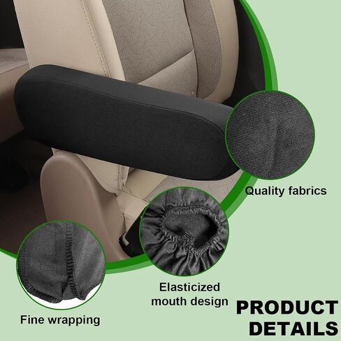 2 PCS Car Front Seat Armrest Covers, Comfortable Front Seat Armrest Protectors, Protective Arm Rest Pair Replacement Fit for Trucks, SUVs, and Vans, Car Accessories (Black) in Saudi Arabia