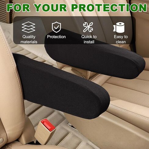 2 PCS Car Front Seat Armrest Covers, Comfortable Front Seat Armrest Protectors, Protective Arm Rest Pair Replacement Fit for Trucks, SUVs, and Vans, Car Accessories (Black) in Saudi Arabia