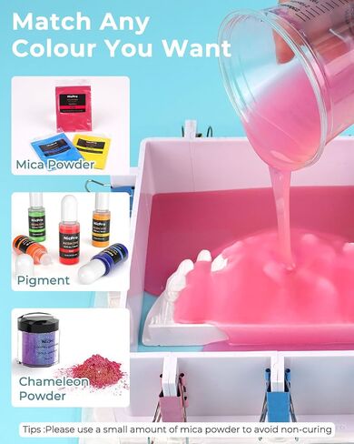 Nicpro 92OZ Silicone Mold Making Kit, Super Elastic Liquid Silicone Rubber for Mold Making, Fast Cure Translucent Platinum Silicone with 12 Mica Powder for Casting Resin Mold,Silicone Mold,Food Mold in Saudi Arabia