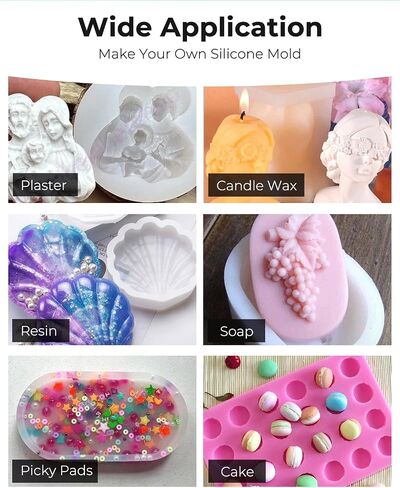 Nicpro 92OZ Silicone Mold Making Kit, Super Elastic Liquid Silicone Rubber for Mold Making, Fast Cure Translucent Platinum Silicone with 12 Mica Powder for Casting Resin Mold,Silicone Mold,Food Mold in Saudi Arabia
