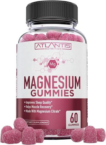 Magnesium Gummies w/ 770 MG Magnesium Citrate - Promote Calmness, Improve Sleep, Help Muscle Recover & Relieve Cramps - 60 Vegan Gummies - Magnesium Gummies for Adults/Kids - Magnesium Citrate Gummies in Kuwait