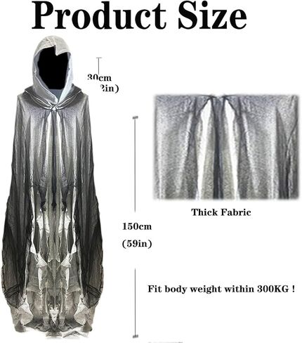 Halloween Loose Hooded Mesh Cloak with Sickle Vampire Wizard Cape Grim Devil Reaper Robe Adult Teens Role Play Costume in Saudi Arabia