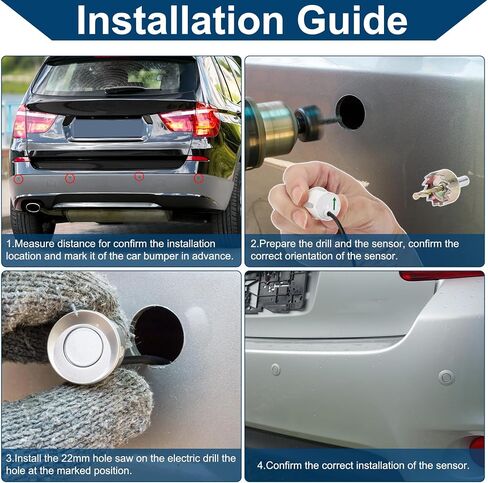 Auto Vehicle Reverse Backup Radar System LCD Distance Display Reverse Parking Sensors Distance Detection 6 Parking Sensors Gray in Saudi Arabia