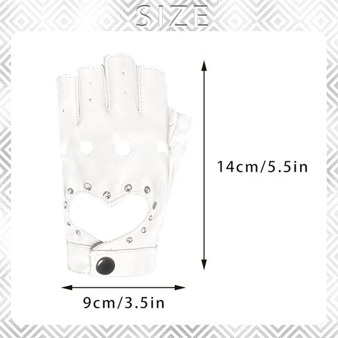 1 Pair of Half Finger Dance Gloves PU Leather Gloves Heart Cutout Shiny Punk Fingerless Gloves for Halloween Costume Dress Up in Kuwait