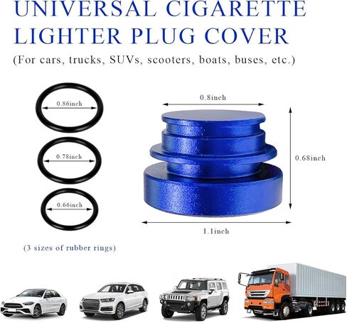 Cigarette Lighter Plug Cover, Aluminum Auto Cigarette Lighter Plug Parts, Dustproof & Waterproof Cigarette Lighter Plug for Most Cars/Tracks/SUVs, Car Accessories (Black) in Kuwait