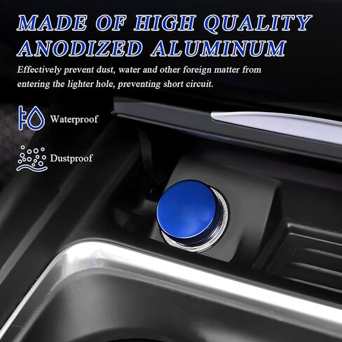 Cigarette Lighter Plug Cover, Aluminum Auto Cigarette Lighter Plug Parts, Dustproof & Waterproof Cigarette Lighter Plug for Most Cars/Tracks/SUVs, Car Accessories (Black) in Kuwait