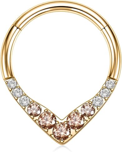 FUNLMO 316L الجراحية الصلب الحاجز الدائري Daith الزنمة اللولب اللولب الغضروف ثقب المجوهرات دمعة الأنف الدائري هوب مكعب الزركون معبد in Kuwait