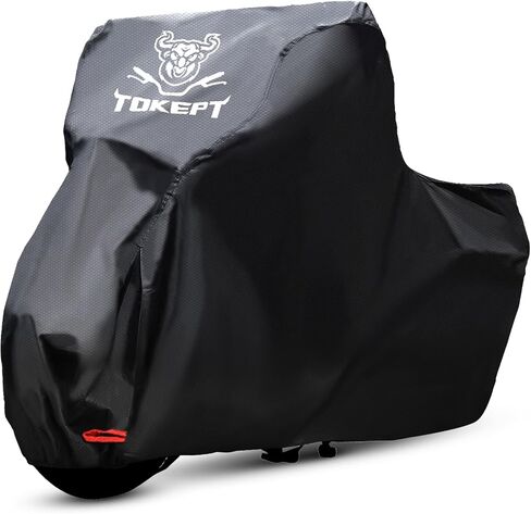 Motorcycle Cover Waterproof Outdoor Storage Bag, Made of Heavy Duty Material with Locking Holes and Reflective Strip, Fits 96 inch Harley Davidson and All Motors (Black&Camouflage XL) in Kuwait