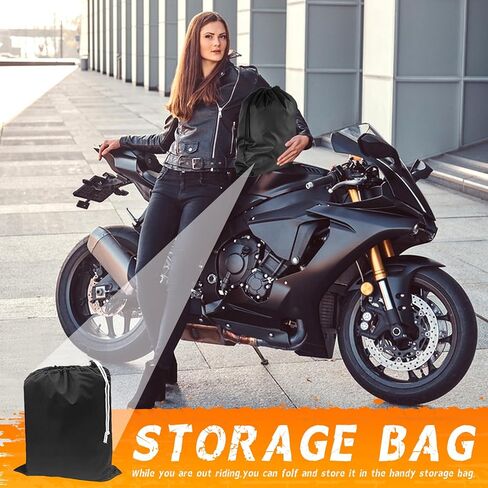 Motorcycle Cover Waterproof Outdoor Storage Bag, Made of Heavy Duty Material with Locking Holes and Reflective Strip, Fits 96 inch Harley Davidson and All Motors (Black&Camouflage XL) in Kuwait