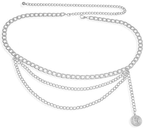 Multilayer Waist Chain Metal Chain Belt Belly Link for Dresses Jeans in Kuwait