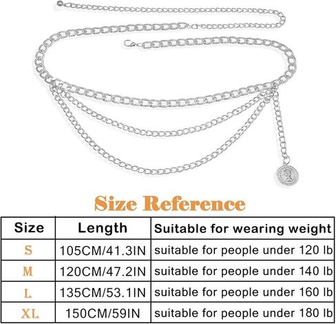 Multilayer Waist Chain Metal Chain Belt Belly Link for Dresses Jeans in Kuwait