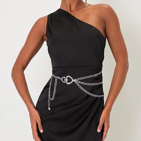 Multilayer Waist Chain Metal Chain Belt Belly Link for Dresses Jeans in Kuwait