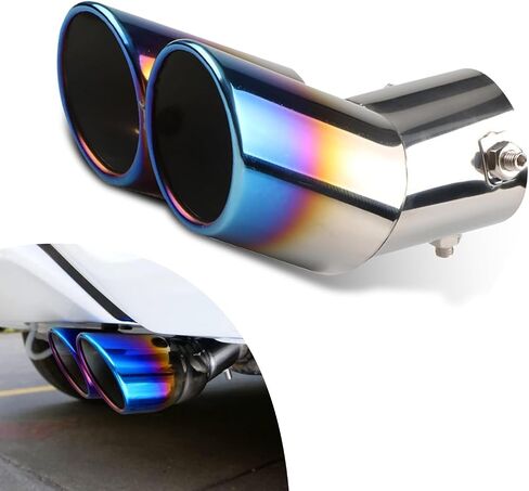 1 PC Car Exhaust Tips, Dual Outlet Bending Muffler Exhaust, Stainless Steel High Temperature Resistant Tail Pipe Muffler Tip, Universal Car Modification Accessories (Multicolor) in Saudi Arabia