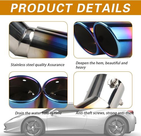 1 PC Car Exhaust Tips, Dual Outlet Bending Muffler Exhaust, Stainless Steel High Temperature Resistant Tail Pipe Muffler Tip, Universal Car Modification Accessories (Multicolor) in Saudi Arabia