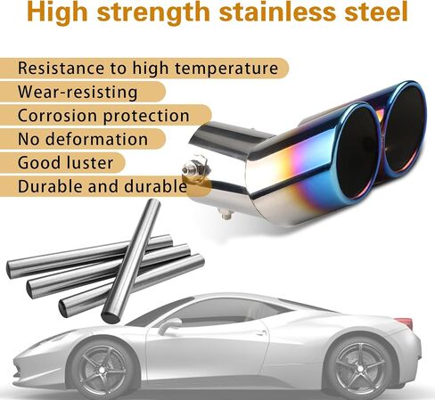 1 PC Car Exhaust Tips, Dual Outlet Bending Muffler Exhaust, Stainless Steel High Temperature Resistant Tail Pipe Muffler Tip, Universal Car Modification Accessories (Multicolor) in Saudi Arabia