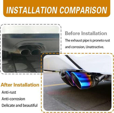 1 PC Car Exhaust Tips, Dual Outlet Bending Muffler Exhaust, Stainless Steel High Temperature Resistant Tail Pipe Muffler Tip, Universal Car Modification Accessories (Multicolor) in Saudi Arabia