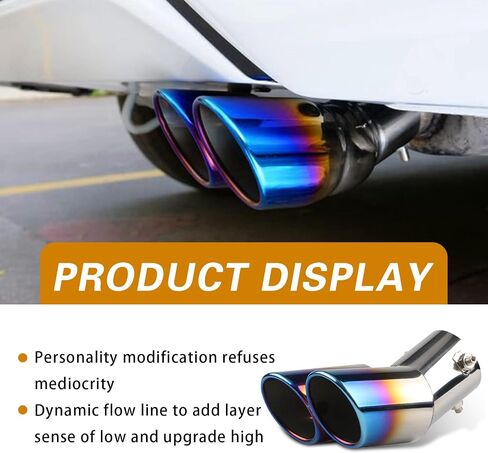 1 PC Car Exhaust Tips, Dual Outlet Bending Muffler Exhaust, Stainless Steel High Temperature Resistant Tail Pipe Muffler Tip, Universal Car Modification Accessories (Multicolor) in Saudi Arabia