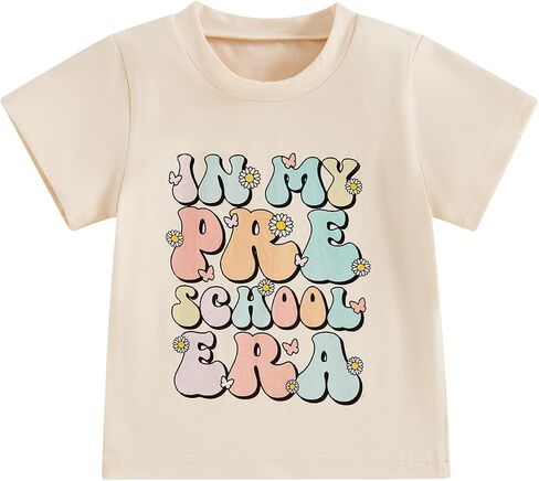 First Day of Preschool Shirt Kids Girls Back to School T-Shirt Letter Print in My Preschool Era Short Short Tops Tee in Kuwait