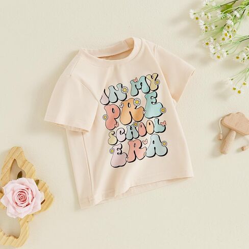 First Day of Preschool Shirt Kids Girls Back to School T-Shirt Letter Print in My Preschool Era Short Short Tops Tee in Kuwait