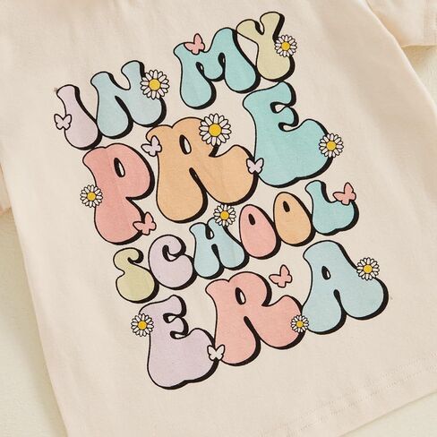 First Day of Preschool Shirt Kids Girls Back to School T-Shirt Letter Print in My Preschool Era Short Short Tops Tee in Kuwait