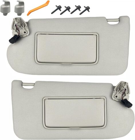 Pair of Left and Right Gray Sun Visors with Retainers Screws for Nissan Altima 2013 2014 2015 2016 2017 2018 with Light Sunroof Interior Windshield Sunshade Replacement 96401-3TA2A in Saudi Arabia