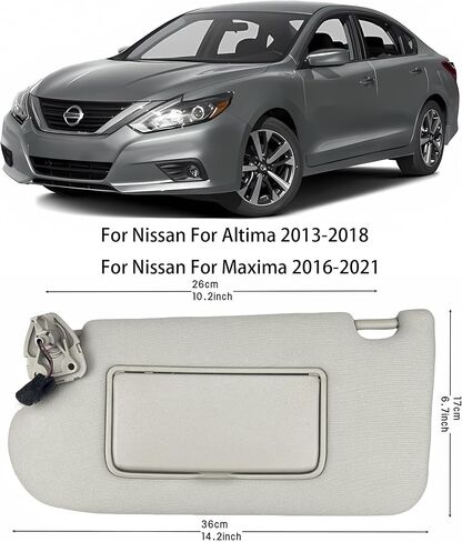 Pair of Left and Right Gray Sun Visors with Retainers Screws for Nissan Altima 2013 2014 2015 2016 2017 2018 with Light Sunroof Interior Windshield Sunshade Replacement 96401-3TA2A in Saudi Arabia