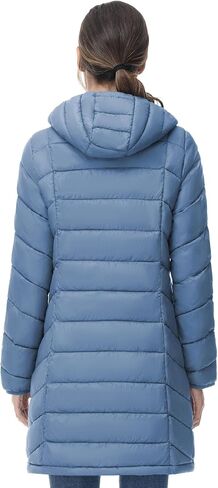 SLOW DOWN Women Lightweight Down Puffer Coat, Women Hooded Mid-Length Packable Winter Jacket with 2 Packing Bag in Saudi Arabia