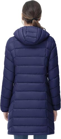 SLOW DOWN Women Lightweight Down Puffer Coat, Women Hooded Mid-Length Packable Winter Jacket with 2 Packing Bag in Saudi Arabia