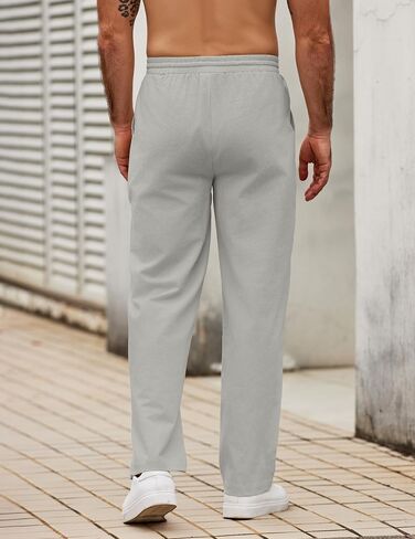 COOFANDY Men's Casual Cotton Pants Elastic Waist Drawstring Linen Beach Summer Pants Lightweight Yoga Trousers in Saudi Arabia