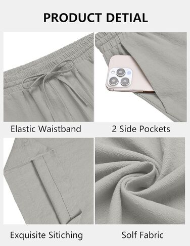 COOFANDY Men's Casual Cotton Pants Elastic Waist Drawstring Linen Beach Summer Pants Lightweight Yoga Trousers in Saudi Arabia