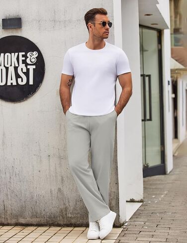 COOFANDY Men's Casual Cotton Pants Elastic Waist Drawstring Linen Beach Summer Pants Lightweight Yoga Trousers in Saudi Arabia