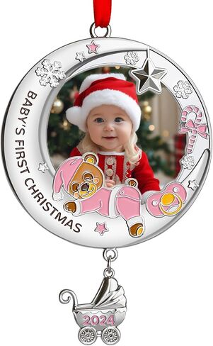 زينة عيد الميلاد الأولى للأطفال 2024 فتاة - زينة إطار صورة عيد الميلاد الأولى الخاصة بي، زينة صور عيد الميلاد الشخصية - هدايا تذكارية لحديثي الولادة لعيد الميلاد الأول للطفل in Kuwait