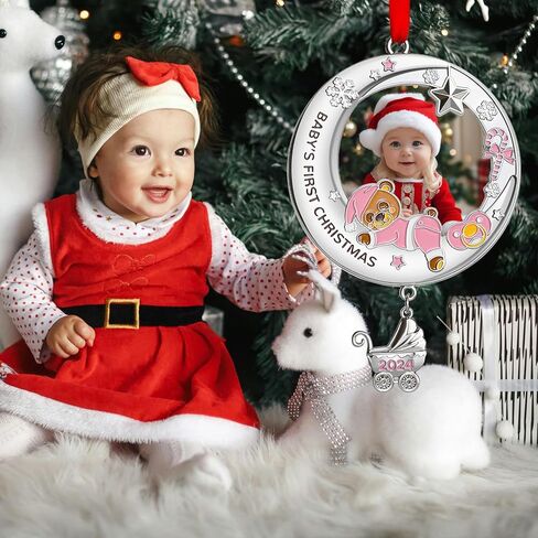 زينة عيد الميلاد الأولى للأطفال 2024 فتاة - زينة إطار صورة عيد الميلاد الأولى الخاصة بي، زينة صور عيد الميلاد الشخصية - هدايا تذكارية لحديثي الولادة لعيد الميلاد الأول للطفل in Kuwait