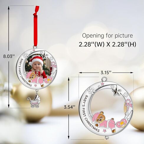 زينة عيد الميلاد الأولى للأطفال 2024 فتاة - زينة إطار صورة عيد الميلاد الأولى الخاصة بي، زينة صور عيد الميلاد الشخصية - هدايا تذكارية لحديثي الولادة لعيد الميلاد الأول للطفل in Kuwait