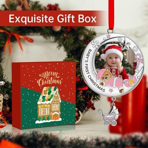 زينة عيد الميلاد الأولى للأطفال 2024 فتاة - زينة إطار صورة عيد الميلاد الأولى الخاصة بي، زينة صور عيد الميلاد الشخصية - هدايا تذكارية لحديثي الولادة لعيد الميلاد الأول للطفل in Kuwait