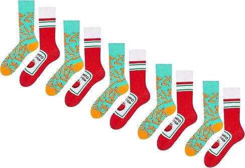 Unisex Ketchup French Fries Pattern Street Style Fashion Personality AB Socks, Skateboard Socks, Couple Socks in Kuwait