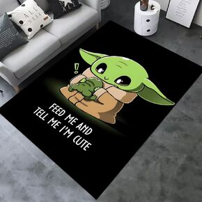 Large 3D Anime Yo-da Baby Pattern Area Rugs, Home Decor Carpets for Teen Boys Kids Bedroom, Non-Slip Living Room Rug, Crystal Velvet Sofa Floor Mat Yoga Mat, Kids Playroom Rug, Spa Bathroom Floor Mat