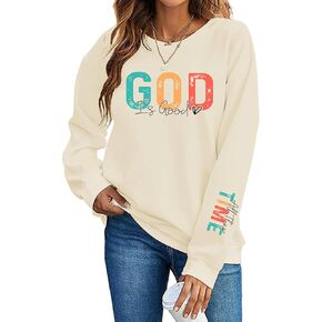 سويت شيرت نسائي من God is Good: سويت شيرتات مسيحية بلوفر ديني يسوع من الكتاب المقدس آية ملهمة