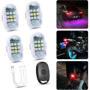 Wireless LED Strobe Lights with Remote Control for Trucks Cars Motorcycles Vehicles Warning Flashing RGB USB Rechargeable Mini Halloween Pumpkin Decoration 6PCS