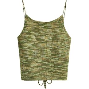 SweatyRocks Women's Sleeveless Space Dye Knit Camisole Criss Cross Backless Crop Top