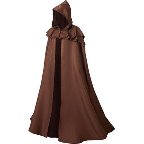 Renaissance Cape for Women and Men,Adult Medieval Cloak with Sword Necklace,Viking Cloak with Hood