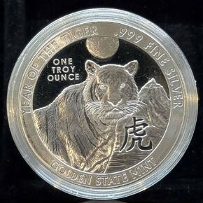 1 oz Silver .999 Year of the Tiger Zodiac Horoscope Calander in capsule display