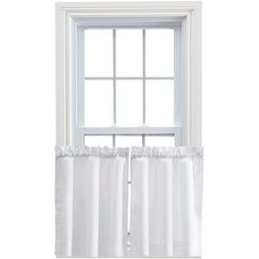 Ellis Curtain Stacey Sheer 56-by-36 inch Tailored Tier Pair Curtains, White, 56x36